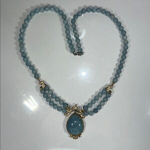 NWOT Gems En Vogue Sterling Silver Palladium Genuine Milky Aquamarine Necklace